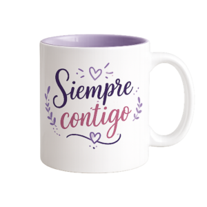 Taza blanca con el mensaje Siempre contigo de El viaje de mi tata.