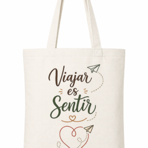 Bolsa tote bag de tela con diseño personalizado de El viaje de mi tata.