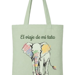 Bolsa tote bag de tela verde con diseño personalizado de El viaje de