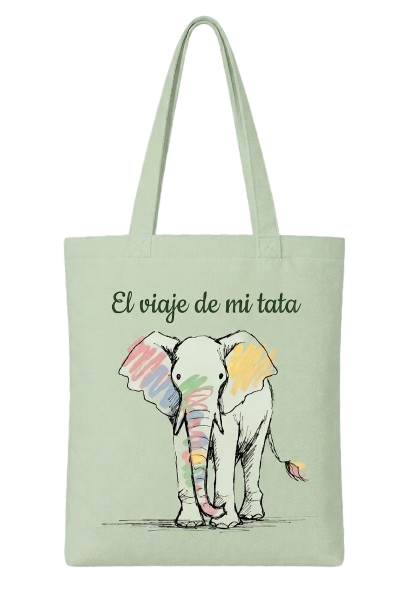 Bolsa tote bag de tela verde con diseño personalizado de El viaje de